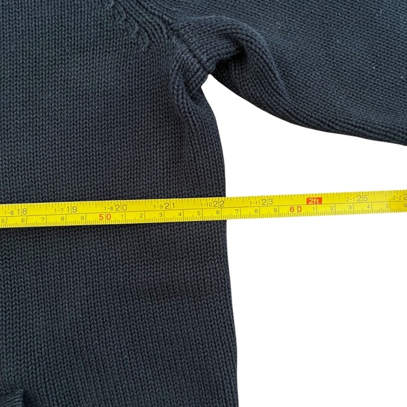 L.L. Bean Men’s L Full Zip Knit Sweater Cotton Mock Neck Navy Blue Regular Heavy - Picture 7 of 8